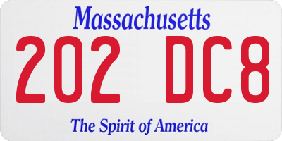 MA license plate 202DC8