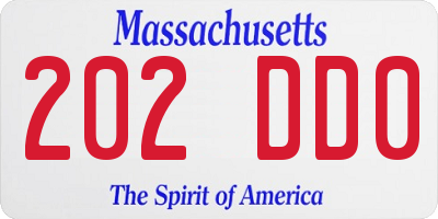 MA license plate 202DD0