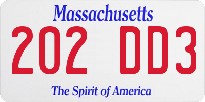 MA license plate 202DD3