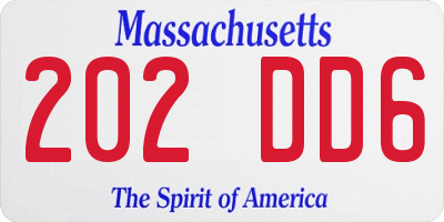 MA license plate 202DD6