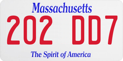 MA license plate 202DD7