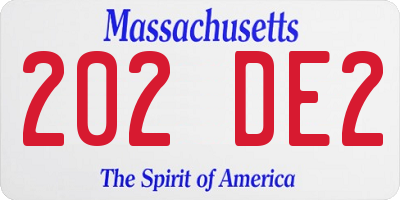 MA license plate 202DE2