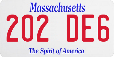MA license plate 202DE6