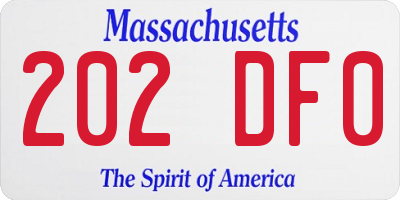 MA license plate 202DF0