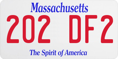 MA license plate 202DF2