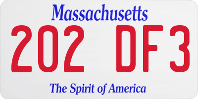 MA license plate 202DF3