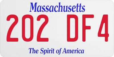 MA license plate 202DF4