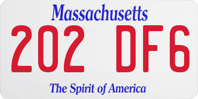 MA license plate 202DF6