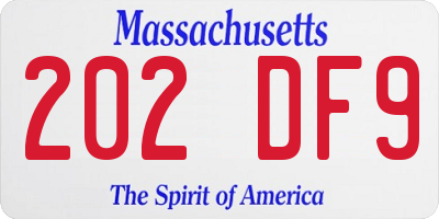 MA license plate 202DF9