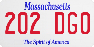 MA license plate 202DG0