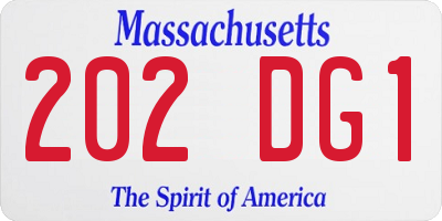 MA license plate 202DG1