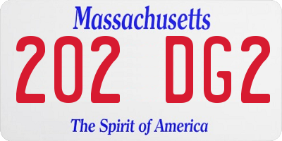 MA license plate 202DG2