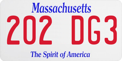 MA license plate 202DG3
