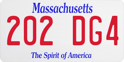 MA license plate 202DG4