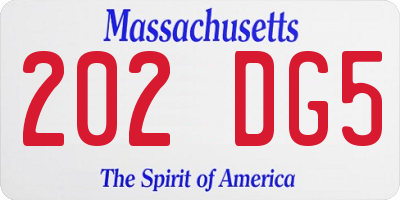 MA license plate 202DG5