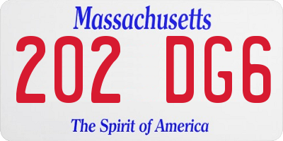 MA license plate 202DG6
