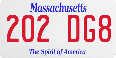 MA license plate 202DG8
