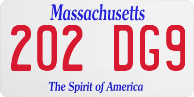 MA license plate 202DG9