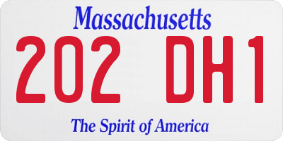 MA license plate 202DH1