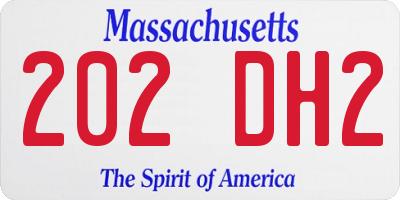 MA license plate 202DH2