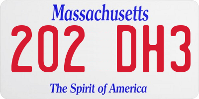 MA license plate 202DH3