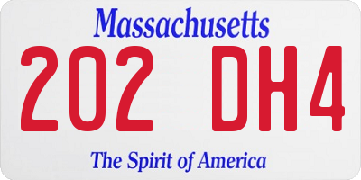 MA license plate 202DH4