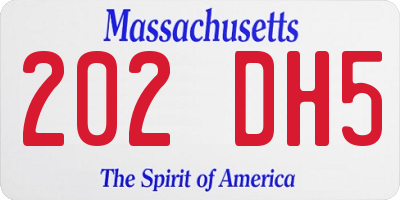 MA license plate 202DH5