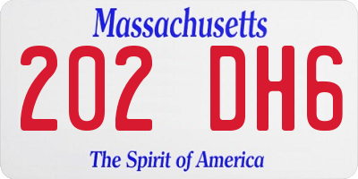 MA license plate 202DH6