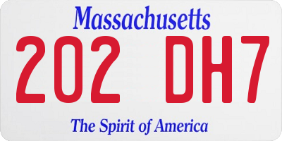 MA license plate 202DH7