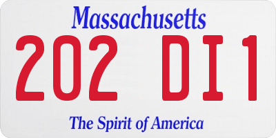 MA license plate 202DI1