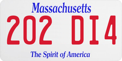 MA license plate 202DI4