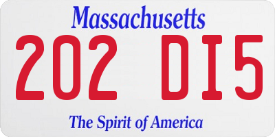 MA license plate 202DI5