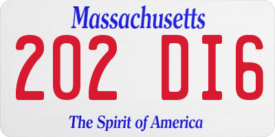 MA license plate 202DI6