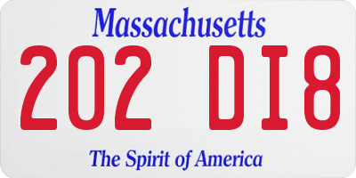 MA license plate 202DI8