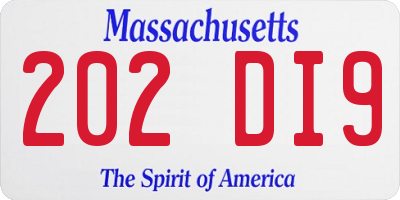 MA license plate 202DI9