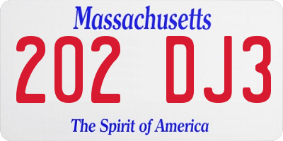 MA license plate 202DJ3