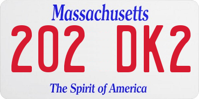MA license plate 202DK2