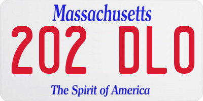 MA license plate 202DL0