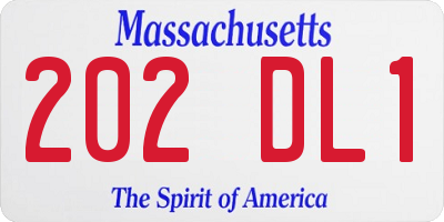 MA license plate 202DL1