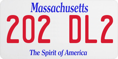 MA license plate 202DL2