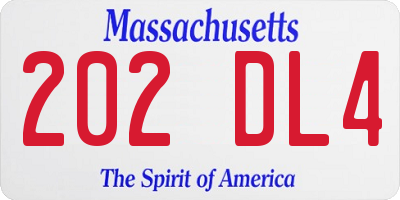 MA license plate 202DL4