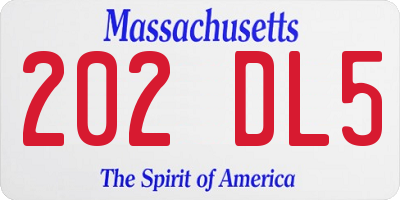 MA license plate 202DL5