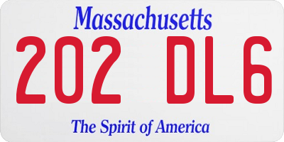 MA license plate 202DL6