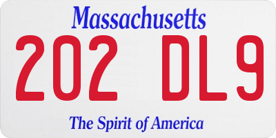 MA license plate 202DL9