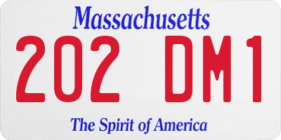 MA license plate 202DM1