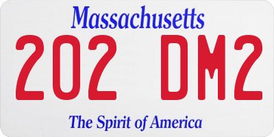 MA license plate 202DM2