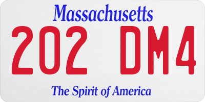 MA license plate 202DM4