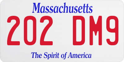 MA license plate 202DM9