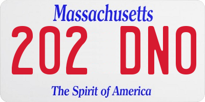 MA license plate 202DN0