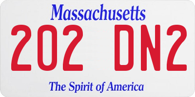 MA license plate 202DN2